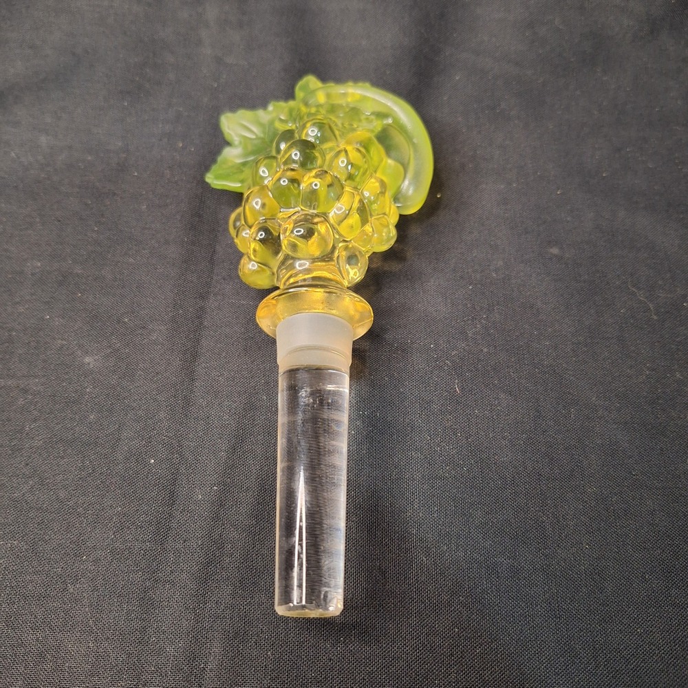 Vintage MIKASA Glass Yellow Green Grape Cluster‎ Wine Bottle Stopper Decorative